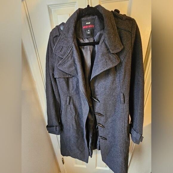 Rare Miss Sixty Wool Coat Women's S Military Grunge Toggle Button Belt Detail - Picture 5 of 14